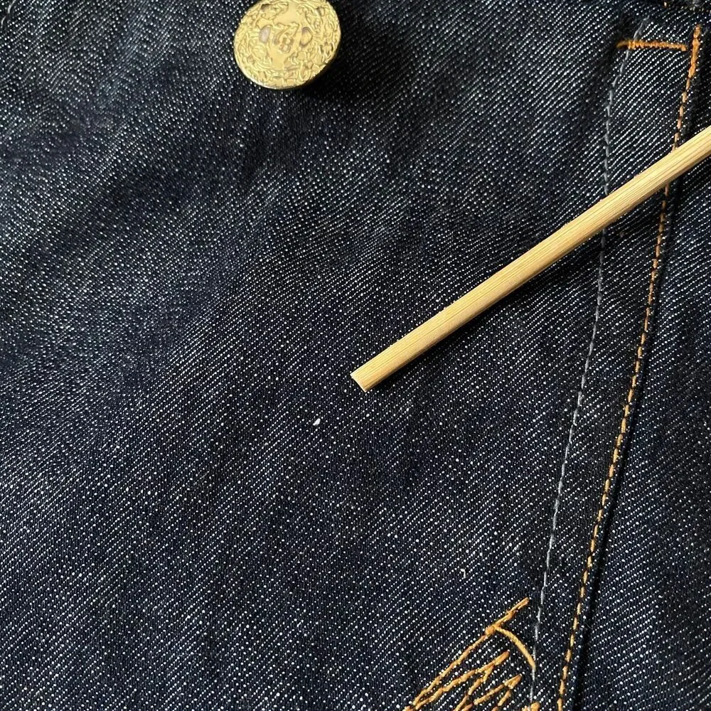 7th 38 Jean Shorts Mens Size 40 Blue Medium Wash Embroidered Gems Flaws Read